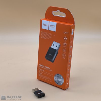 Переходник USB 2.0 > Type-C black HOCO UA17