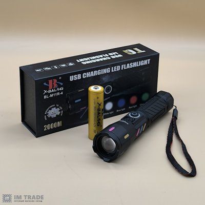 Ліхтар акум BL-M11R-4TG (біле,зелен.,червон.,синє) ZOOM  +LCD,18650 4р.