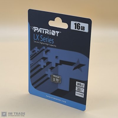 Карта памяти 16 Gb microSD UHS-I U1,  Patriot LX, Class10 , без адаптера