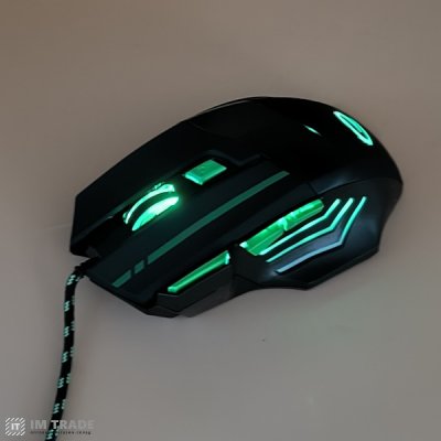 Миша ігрова Esperanza MX201 "Wolf", Black/Green, USB, оптична, 800-2400 dpi, 7 кнопок, зелене підсві