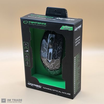 Миша ігрова Esperanza MX211 (EGM211R) Black, Optical, USB, 2400 dpi, підсвічування