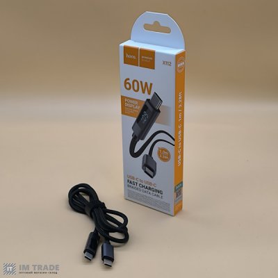 кабель Type-C to Type-C HOCO X112  60W чорний (з дисплеєм)