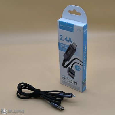 кабель Iphone 5G 1м HOCO X112 (з дисплеєм) 2.4A чорний