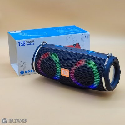 Портативна колонка Bluetooth TG642 з RGB, speakerphone, ЧОРНА