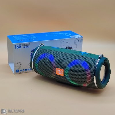 Портативна колонка Bluetooth TG642 з RGB, speakerphone, ЗЕЛЕНА