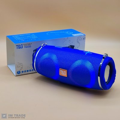 Портативна колонка Bluetooth TG642 з RGB, speakerphone, СИНЯ