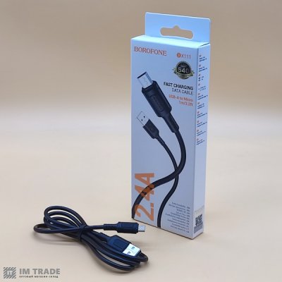 Кабель USB / micro USB 1м BOROFONE BX111 Feliz charging 2.4A чорний