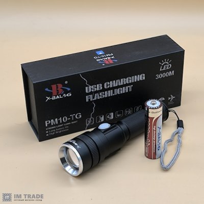 Ліхтар акум BL-611 zoom microUSB, 18650  2 реж.  