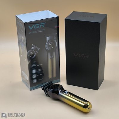 Триммер акумуляторний для бороди VGR V-989 чорний,LCD +3 насадки + реж. турбо