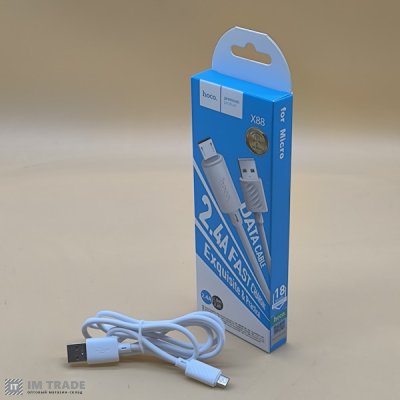 Кабель USB / micro USB 1м Hoco X88 Gratified білий