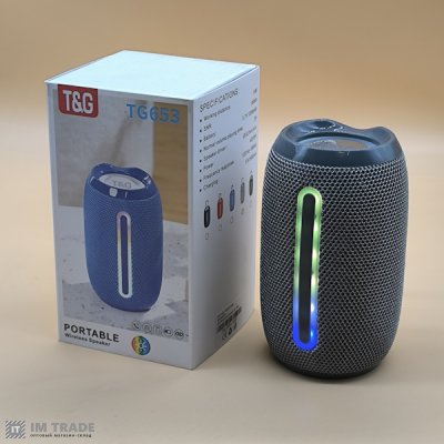 Портативна колонка Bluetooth TG653 з RGB, speakerphone, СІРА