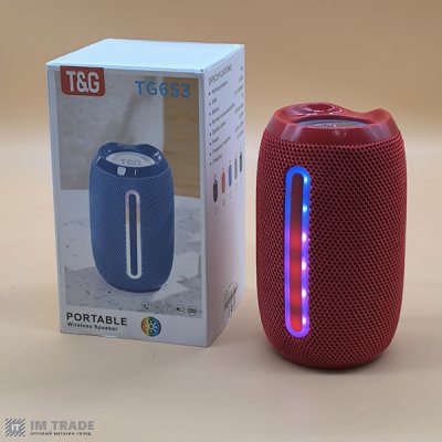 Портативна колонка Bluetooth TG653 з RGB, speakerphone, ЧЕРВОНА