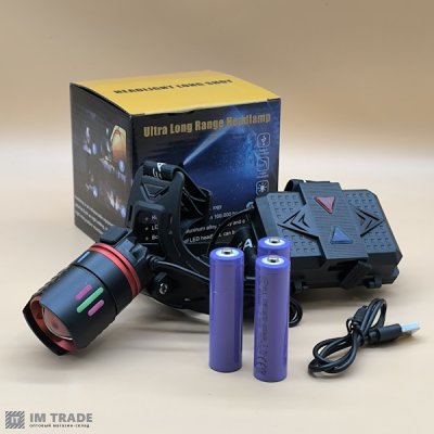 Ліхтар налоб акум CT012-3Q-TG (PM10) zoom +TypeC,3х18650  3реж