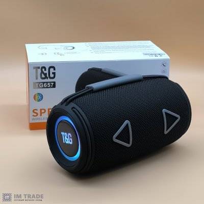 Портативна колонка Bluetooth TG657 з RGB ПІДСВІЧУВАННЯМ,, ЧОРНА