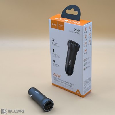 АЗУ авто Hoco Z54A 48W PD30W+QC3.0 Довгий