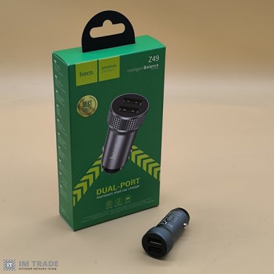 АЗУ авто Hoco Z49 Level 2xUSB 2.4A (12W) чорний