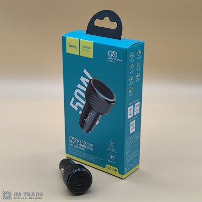 АЗУ авто Hoco NZ14B Guerrero 50W /PD30W+PD20W /2 Type-C /LED