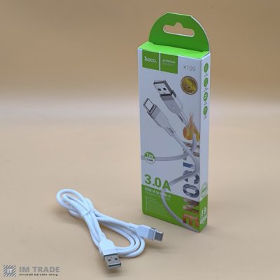 Кабель USB / TYPE-C  1м Hoco X109 Energy silicone білий