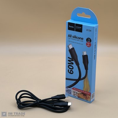кабель Type-C to Type-C HOCO X124 silicone 60W 1м чорний