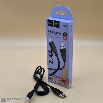 кабель Iphone 5G 1м HOCO X124 silicone чорний