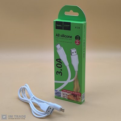 Кабель USB / TYPE-C  1м Hoco X124 silicone білий