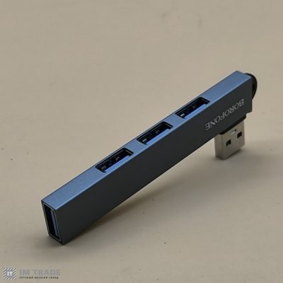 HUB Borofone FH1 USB 4USB (1USB3.0+3USB2.0) сірий