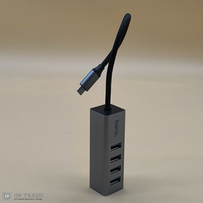 HUB Hoco HB1C Type-C > 4USB (4USB3.0) сірий