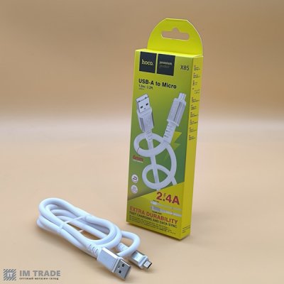 Кабель USB / micro USB 1м Hoco X85 Strength білий