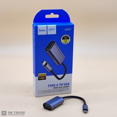 Конвертер HOCO UA21 Origin Type-C to VGA converter Metal Gray
