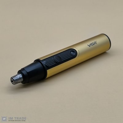 Триммер акумуляторний для носа та вух VGR V-626 золотий +2насадки