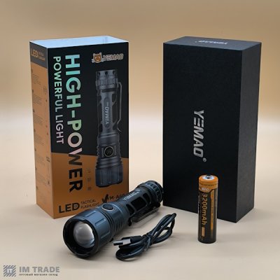 Ліхтар акум YEMAO YM-A60 IPX4 (1200LM) zoom  +Type-C, 1х18650 5реж