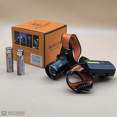 Ліхтар налоб акум BL-T202-TG (PM10-TG+СОВ біл.черв.) zoom +TypeC, 2х18650 1+3реж