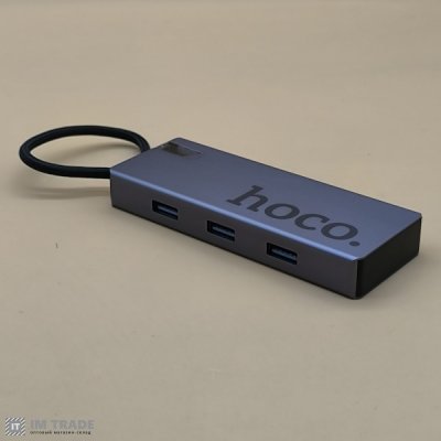 HUB Type-C Hoco HB50 5в1  HDTV+PD+3USB3.0 сірий