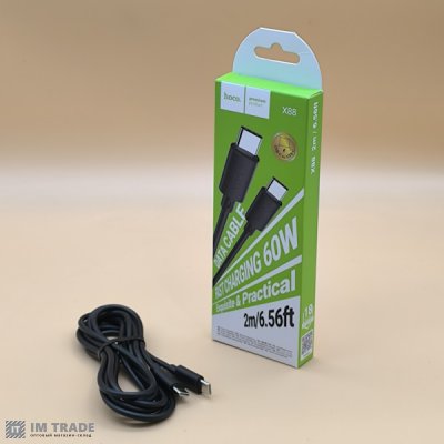 кабель Type-C to Type-C HOCO X88 Gratified 60W/3A 2м чорний
