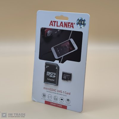 Карта памяти  8 Gb microSDHC  ATLANFA ART-0019  class 10  (CD адаптер)
