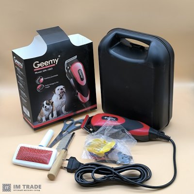 Триммер акумуляторний для стрижки тварин GEEMY GM-1023, 4 насадки, 2 щетки