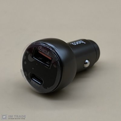 АЗУ авто Hoco Z50 Leader 48W dual-port PD30W display Metal Grey