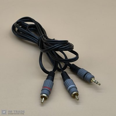 Аудіо-кабель AUX 3.5 мм на 2RCA (2,,5 м) Black, Cablexpert 