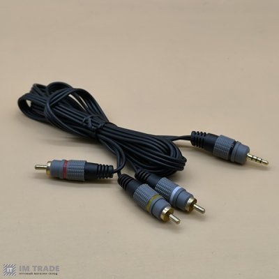 Аудіо-відео кабель AUX 3.5 мм на 3RCA 1,5 метра Black, Cablexpert 
