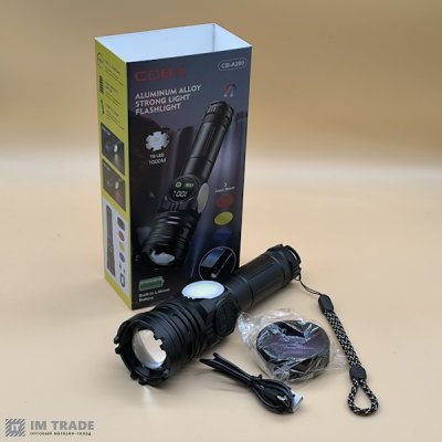 Ліхтар вбуд.акум алюм COBA CB-A280 (біле+черв.світло) zoom  +магн.,Type-C,PowerB. 5+4реж