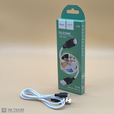 Кабель USB / micro USB 1м Hoco X90 silicone білий