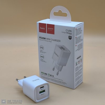 СЗУ Hoco C149A Charm PD30W+QC3.0 charger (EU) білий