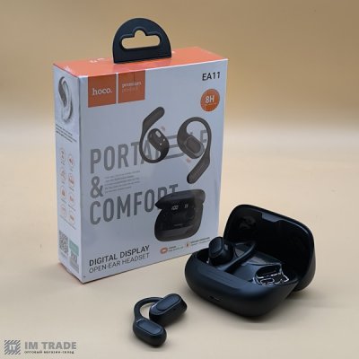 Bluetooth гарнитура Hoco EA11 Honey open true wireless, Black