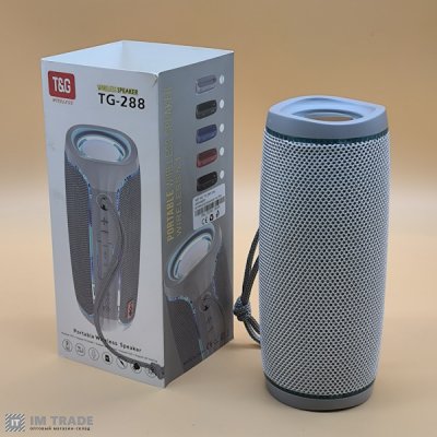 Портативна колонка Bluetooth TG288 з RGB, speakerphone, СІРА
