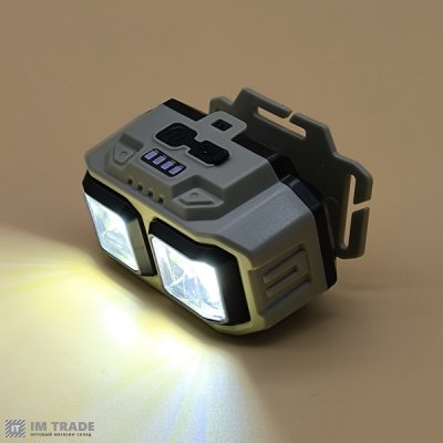 Ліхтар налоб вбуд.акум пласт HX-816 (COB) біле+черв. світло +TypeC  4реж
