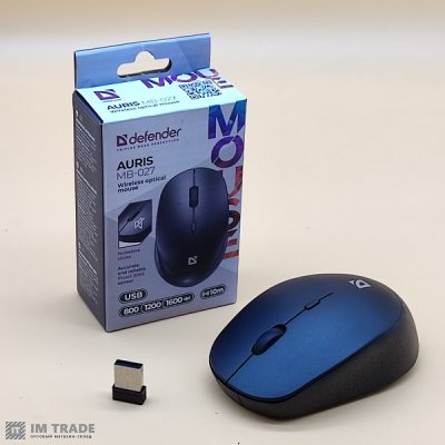 Миша Defender Auris MB-027 (1600dpi) чорна (безшумна) 4 кнопки