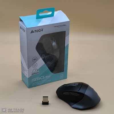 Миша A4Tech Fstyler FG35CS Plus "Fstyler" Silent, Black/Grey, USB 2.4GHz, АКБ