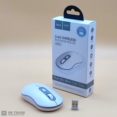 Мишка HOCO GM21 Platinum бездротова біло-сіра