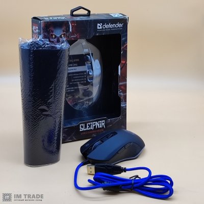 Миша Defender ігрова Sleipnir GM-927 RGB-підсвітка (12800dpi) 6 кнопок +КИЛИМОК