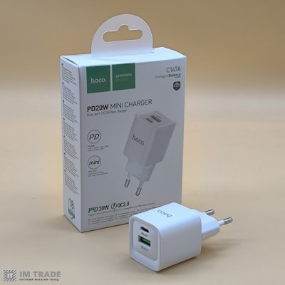 СЗУ Hoco C147A Charm (1хUSB/1хType-C) 20W PD/QC